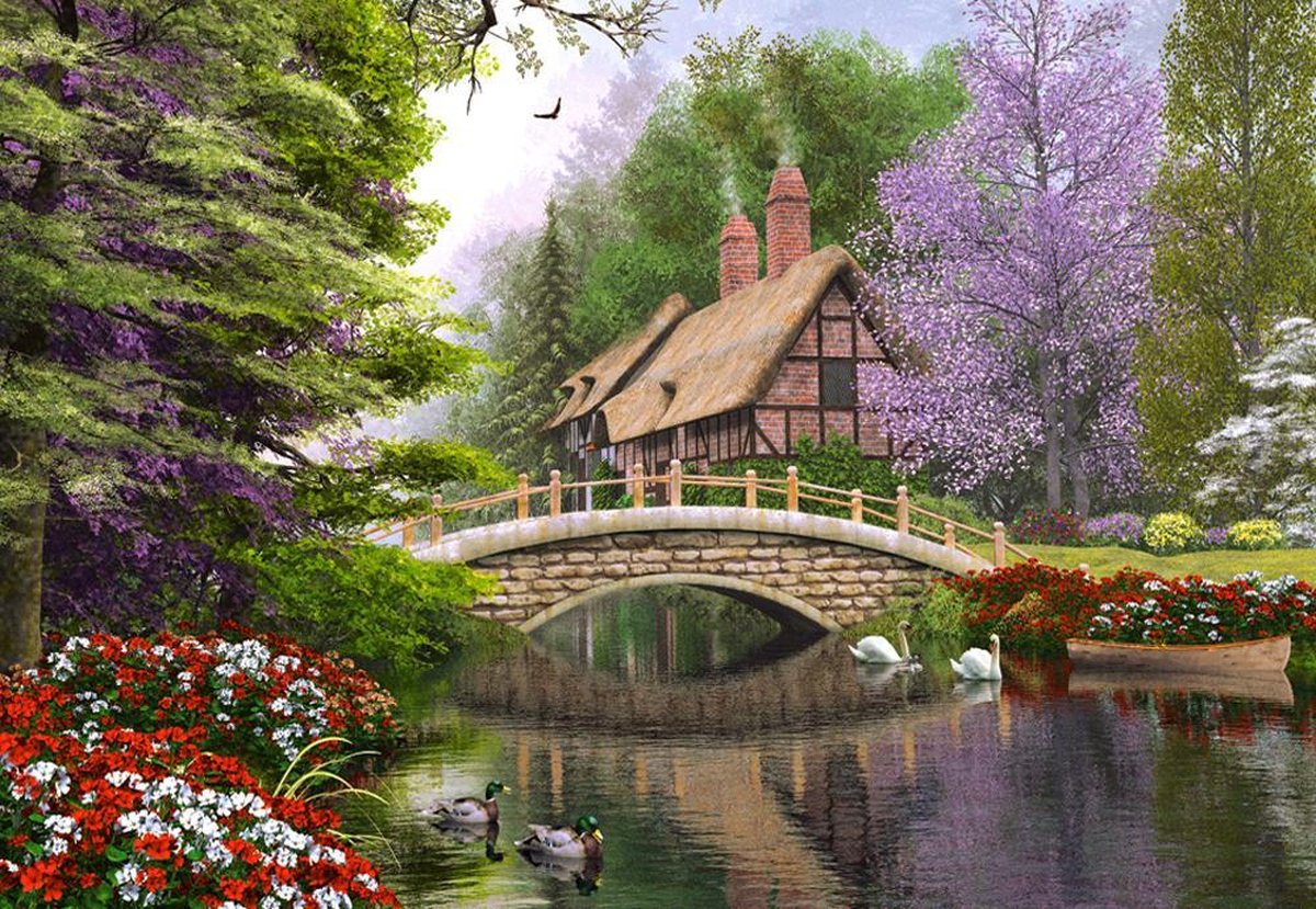 Castorland River Cottage – Puzzel – 1.000 stukjes – Satijnen afwerking – Perfecte pasvorm – Europese kwaliteit — afbeelding 2