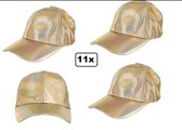 12x Baseballcap metallic roze goud verstelbaar
