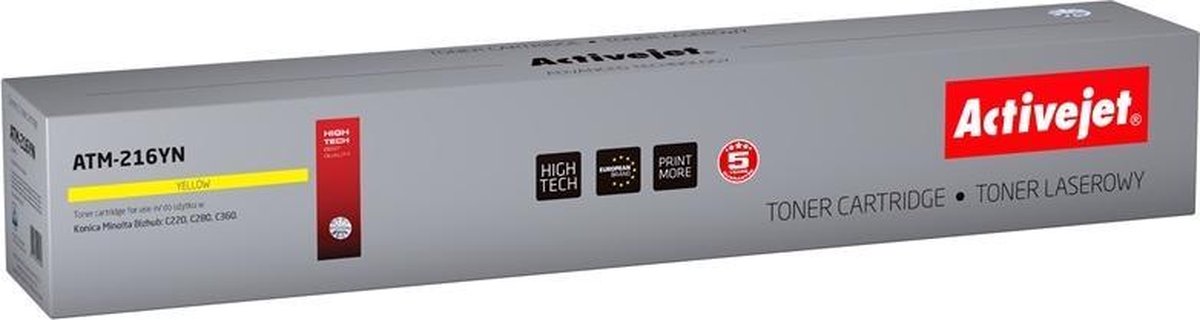 ActiveJet ATM-216YN Toner voor Konica Minolta-printer; Konica Minolta TN216Y vervanging; Opperste; 26000 pagina's; geel.
