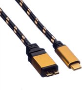 ROLINE 11.88.9025 USB-kabel 0,5 m USB 3.2 Gen 2 (3.1 Gen 2) USB C Micro-USB B Zwart, Goud