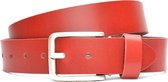 Moderiemen 4 cm rode riem - jeans riem - 100% leder - Maat 115 - Totale lengte riem 130 cm