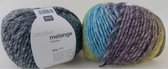 Rico Creative Melange Chunky - Geel-Blauw (035) - PAK MET 10 BOLLEN a 50 GRAM. INCL. Gratis Digitale vinger haak en brei toerenteller.