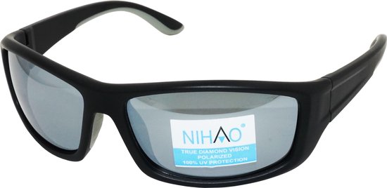 Nihao Superior Sportbril HD 1.1mm 7 Layers Polarized Lens - TR-90 Ultra-Light frame - Anti-Reflect coating - True Silver Revo Coating - TPU Anti-Swet Neusvleugels en Temple Tip - UV400