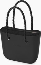 O bag classic BESTSELLER schoudertas in zwart, compleet met lange touw hengsels en canvas binnentas