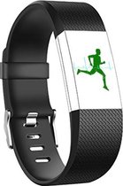 Fitbit Charge 2 siliconen bandje |Zwart / Black |Square patroon | Premium kwaliteit | Maat: S/M | TrendParts