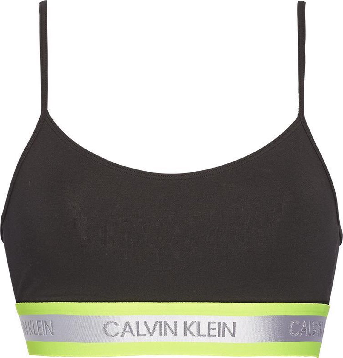 Calvin Klein - Dames Unlined Bralette Zwart Neon Geel - M | bol.com