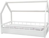 Houten bed - Huisbed - kinderbed - peuterbed - 160x80 - met barrière - Incl. PREMIUM matras - Scandinavische stijl - Wit
