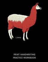Llama Print Handwriting Practice Workbook