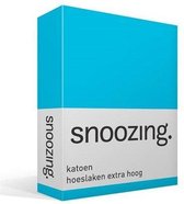 Snoozing - Katoen - Extra Hoog - Hoeslaken - Eenpersoons - 100x200 cm - Turquoise