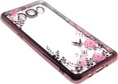 Glimmend bloemen hoesje roze Geschikt Voor Samsung Galaxy J7 (2016)