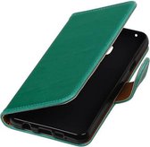 Zakelijke Book Case Telefoonhoesje Geschikt voor de Samsung Galaxy A3 2016 A310F - Portemonnee Hoesje - Pasjeshouder Wallet Case - Groen