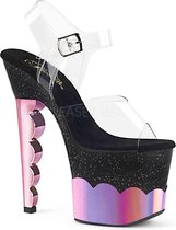 Pleaser Sandaal met enkelband, Paaldans schoenen -37 Shoes- SCALLOP-708-2HGM Paaldans schoenen Zwart/Roze