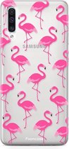 Fooncase Hoesje Geschikt voor Samsung Galaxy A50 - Shockproof Case - Back Cover / Soft Case - Flamingo