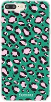 Fooncase Hoesje Geschikt voor iPhone 8 Plus - Shockproof Case - Back Cover / Soft Case - Luipaard / Leopard print / Groen