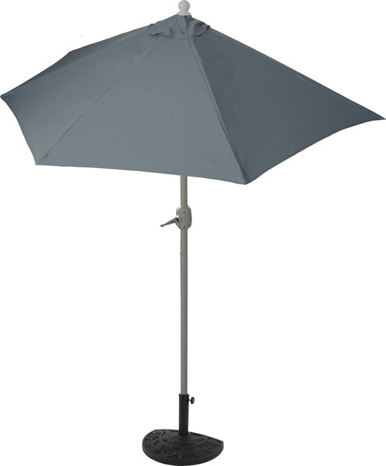 Halve parasol muurparason balkon parasol antraciet 300 cm met voet | bol.com