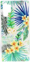 Shop4 - Samsung Galaxy Note 10 Plus Hoesje - Zachte Back Case Bloemen en Bladeren Transparant