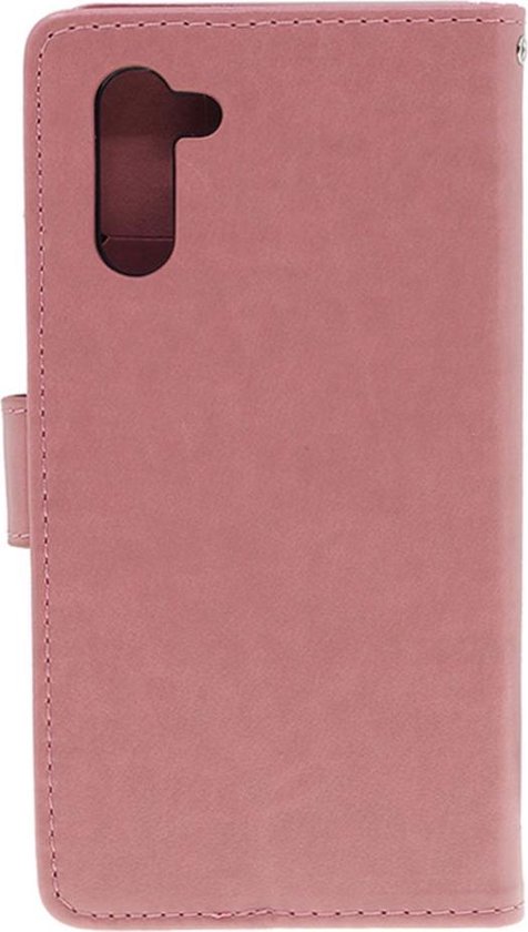 Shop4 Samsung Galaxy Note 10 - Etui Portefeuille Fleurs Papillon Rose