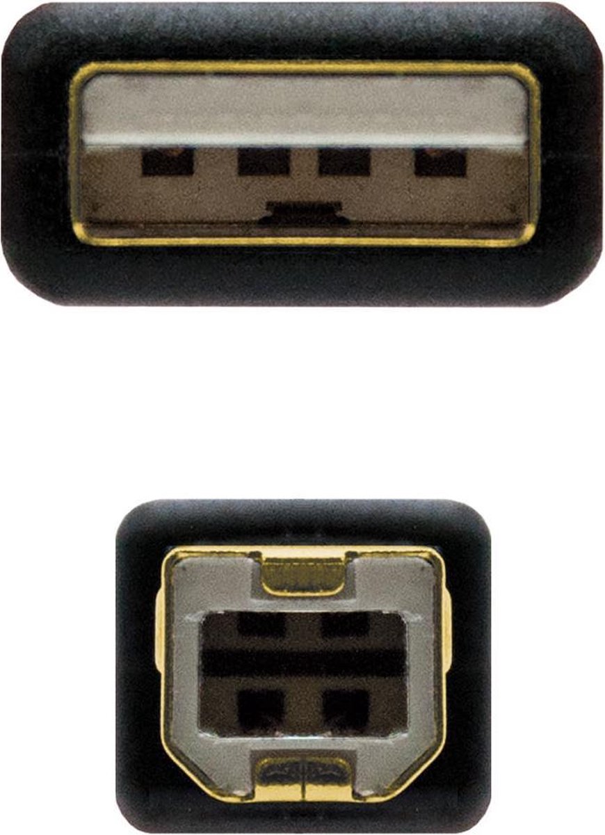 USB 2.0 A to USB B Cable NANOCABLE 10.01.120 Black