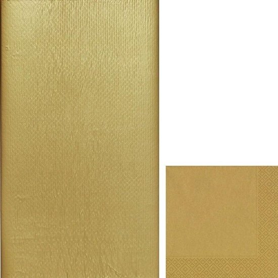 Gouden tafeldecoratie set tafelkleed/servetten Thema goud - Papieren... | bol.com