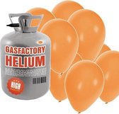 Helium tank met 50 oranje ballonnen - Oranje - Heliumgas met ballonnen voor een Koningsdag thema