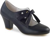 EU 36 = US 6 | WIGGLE-32 | 2 1/2 Cuben Heel Mary Jane Pump W/ Ribbon Tie