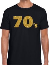 70's gouden glitter tekst t-shirt zwart heren 2XL