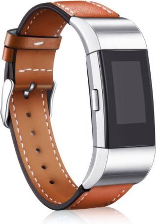 YONO Leer Bandje Bruin geschikt voor Fitbit Charge 2 – Vervangende Armband in Lederen Design - YONO
