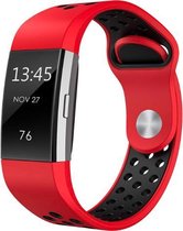 YONO Sport Bandje Rood en Zwart geschikt voor Fitbit Charge 2 – Siliconen Luchtdoorlatende Armband