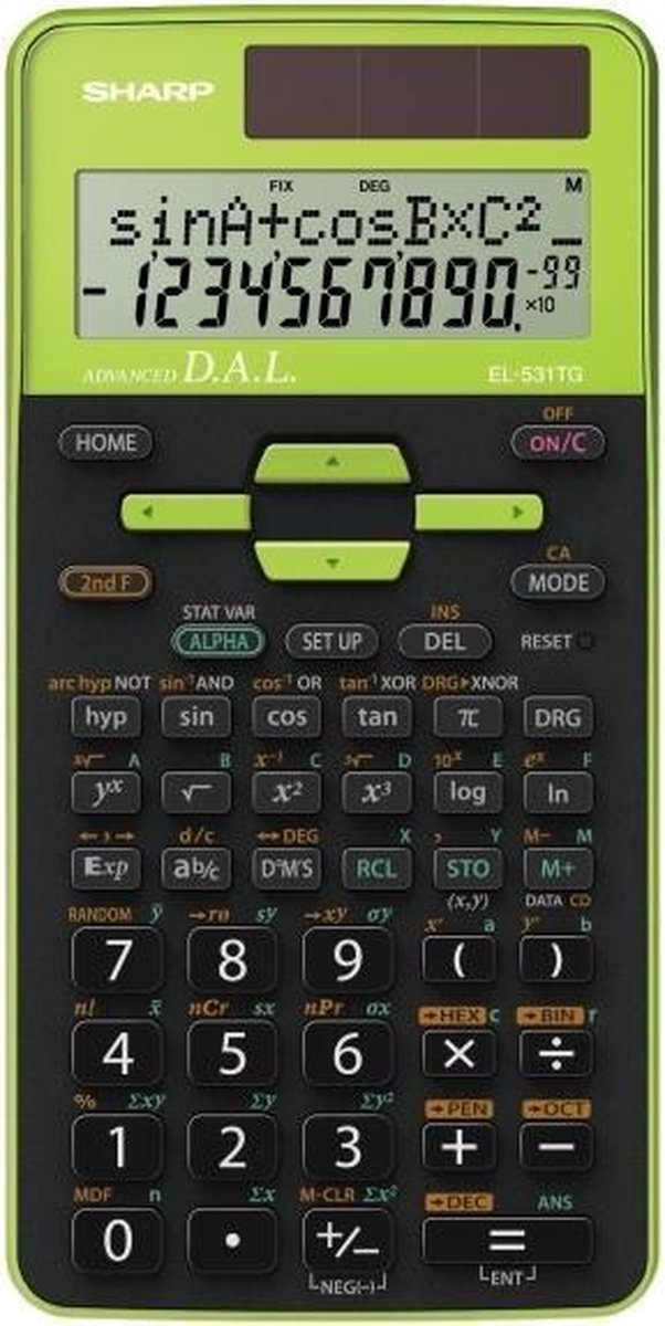Sharp EL-531TG calculator Pocket Wetenschappelijke rekenmachine Zwart, Groen
