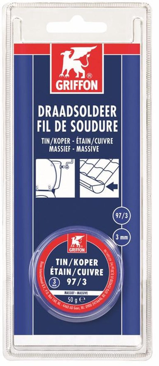 Griffon resist-3 draadsoldeer tin/koper 97/3 massief Ø 3 mm. - 50 gram