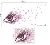 MUURSTICKER - VLINDERS - OOG - MAKE UP WANDDECORATIE - KINDERKAMER - STUDIO - MEISJE - nr 8454