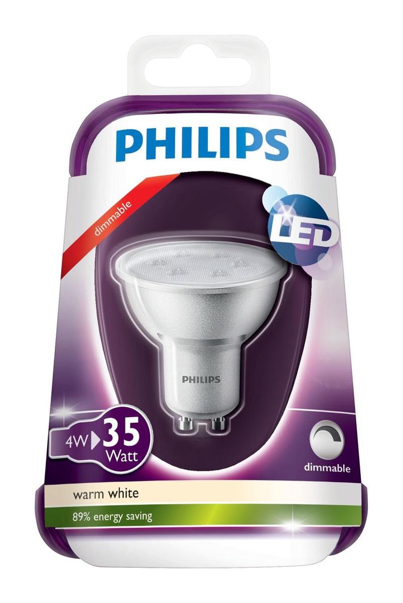 Zonnig Gezond eten analyseren Philips LED Reflector GU 10 4 W warmwit Dimbaar 250LM – 5x5x1cm | Lampen |  Verlichting... | bol.com