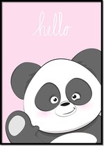 Poster hello panda roze A4