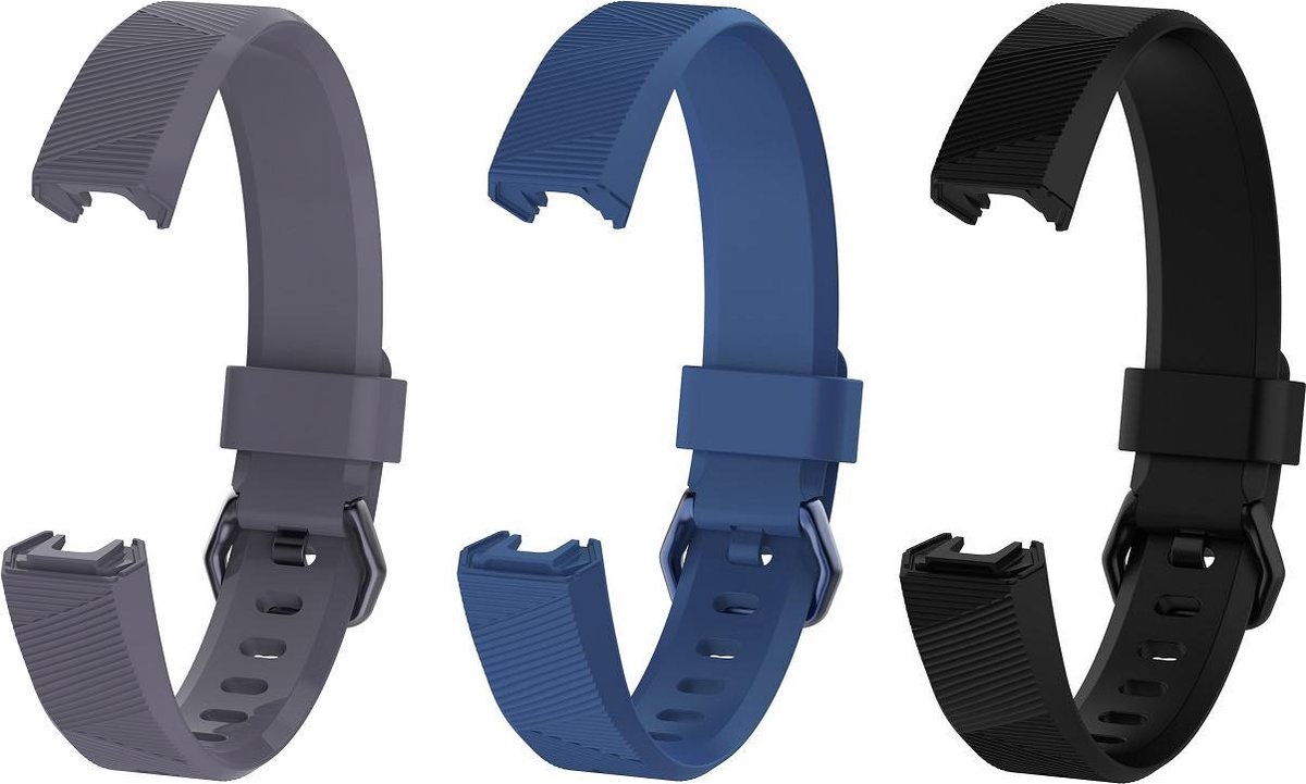 KELERINO. Siliconen bandjes geschikt voor Fitbit Alta (HR) - 3-pack - Large