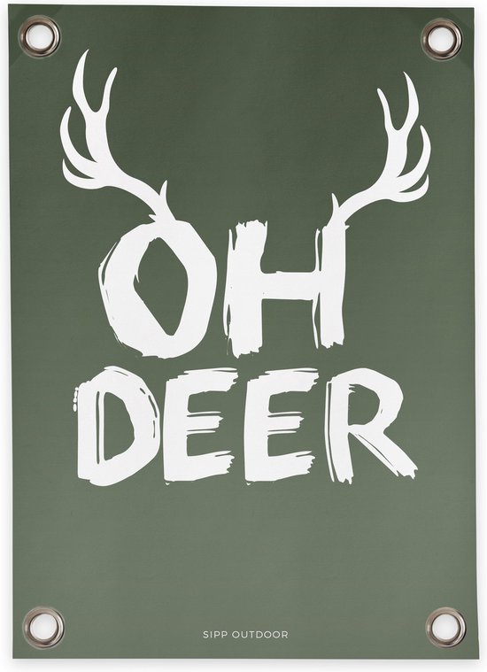 Villa Madelief Tuinposter Oh Deer - 70x100cm - Vinyl - Tuindecoratie - Tuinschilderij - Schuttingposter - Tuindoek - Buitenposter voor in de tuin - Waterafstotend - Kerst Collectie