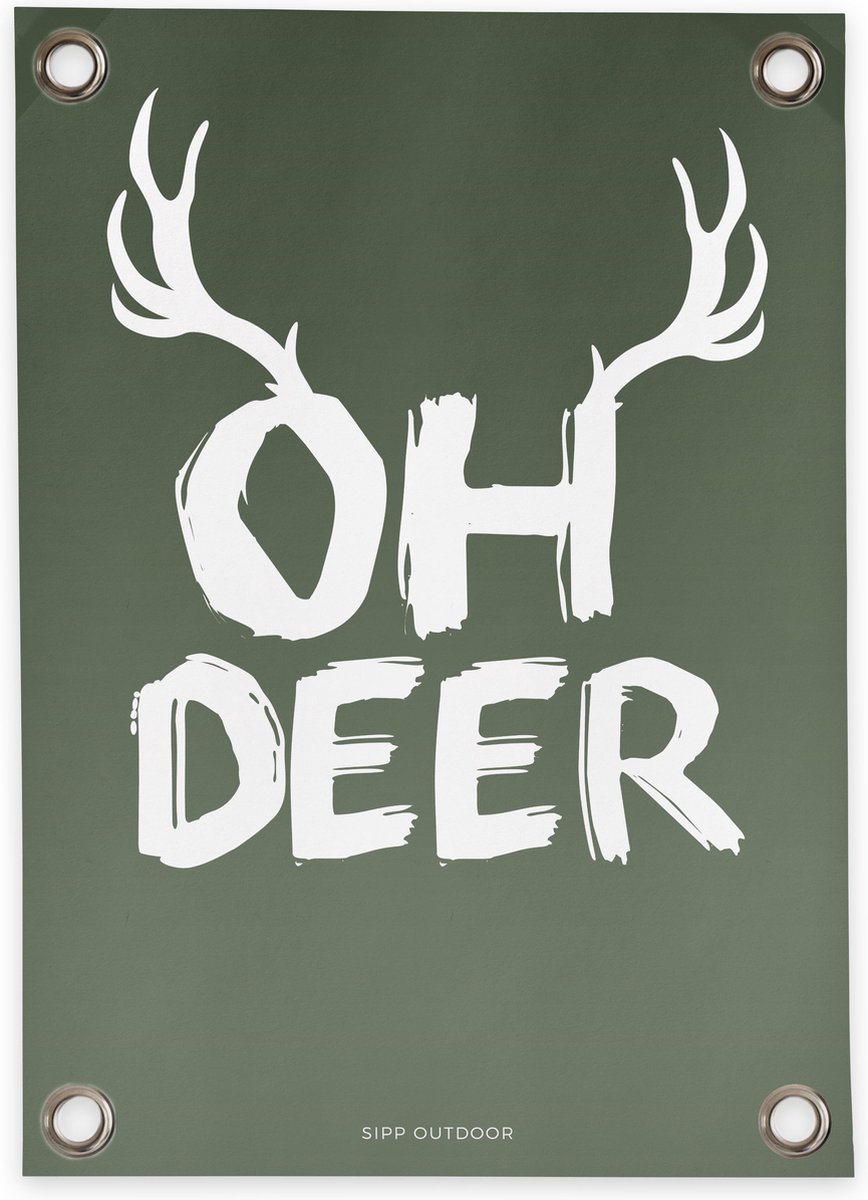 Villa Madelief Tuinposter Oh Deer - 70x100cm - Vinyl - Tuindecoratie - Tuinschilderij - Schuttingposter - Tuindoek - Buitenposter voor in de tuin - Waterafstotend - Kerst Collectie