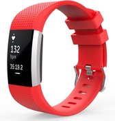 Classic Bandje Lichtrood geschikt voor FitBit Charge 2 – Siliconen Armband Rose Red - Small
