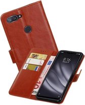 Zakelijke Book Case Telefoonhoesje - Portemonnee Hoesje - Pasjeshouder Wallet Case - Geschikt voor XiaoMi Mi 8 Lite - Bruin