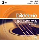 D'Addario EJ15-3D Phosphor Bronze Extra Light 3-Pack 10-47