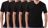 5 stuks Basic T-shirt - V-hals - 100% katoen - Zwart - Maat M/L