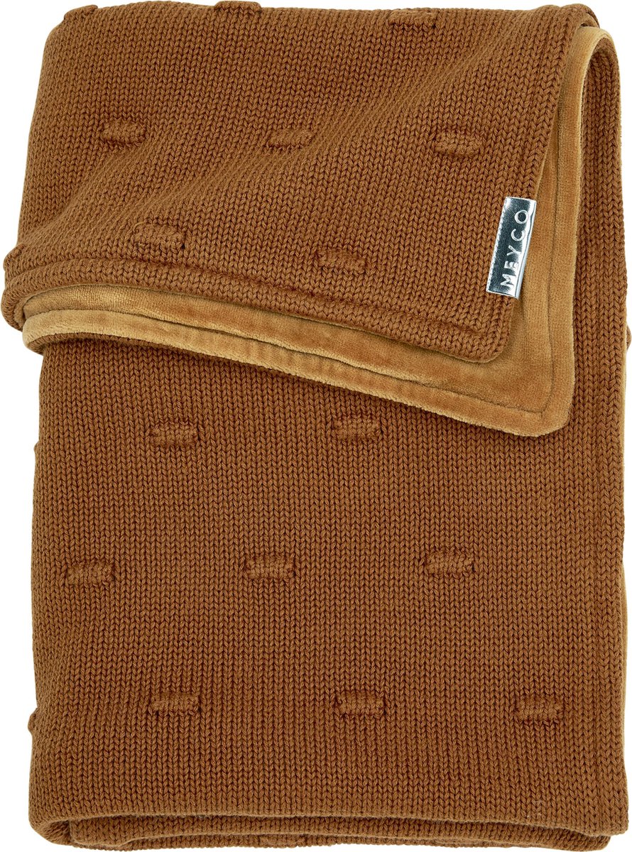 Meyco Knots velvet ledikant deken - Camel - 100x150 cm
