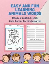 Easy and Fun Learning Animals Words Bilingual English French Card Games for Kindergarten
