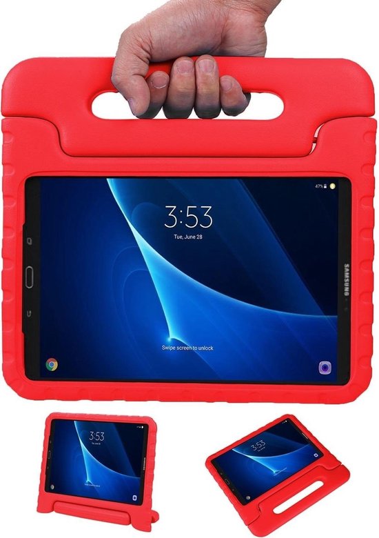 Kinderhoes Geschikt voor Samsung Galaxy Tab A 10.1 2019 Hoes Kinder Hoesje Kids Case Cover Kidsproof - Hoesje Geschikt voor Samsung Tab A 10.1 2019 Hoesje Kinder Hoes - Rood