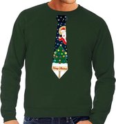 Foute kersttrui / sweater met stropdas van kerst print groen voor heren L (52)
