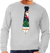 Foute kersttrui / sweater met stropdas van kerst print grijs voor heren 2XL (56)