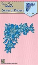 SDB035 - Snijmal Nellie Snellen - Shape Die blue 'Corner of flowers' - hoek met bloemen - 6.2 x 7.7 cm