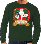 Foute kersttrui / sweater - groen - Kerstman X-mas is fucking expensive heren XL (54)