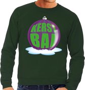 Foute kersttrui kerstbal paars op groene sweater voor heren - kersttruien L (52)