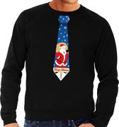 Foute kersttrui / sweater stropdas met kerstman print zwart voor heren L (52)