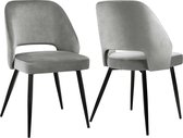 Set van 2 Velours Eetkamerstoelen - Grijs